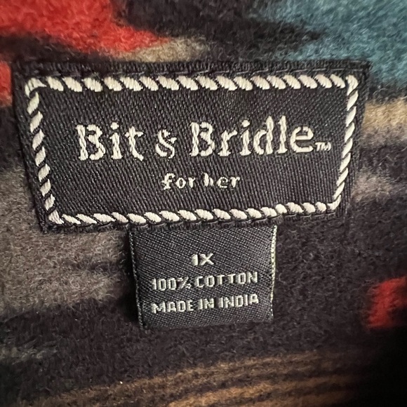 Bit & Bridle Southwest Print Button-Up Fleece Jacket – Size 1X - Picture 2 of 4